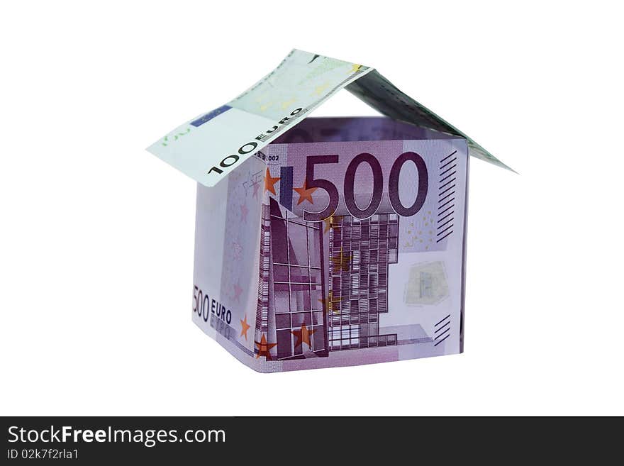 The house from paper banknote euro.