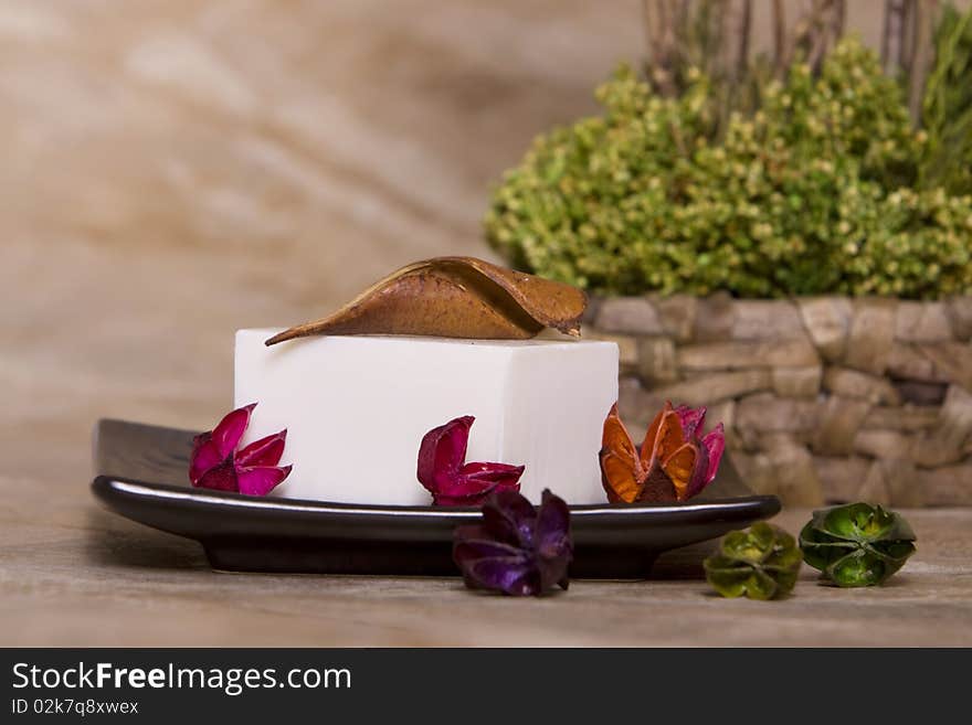 White soap bar with potpourri