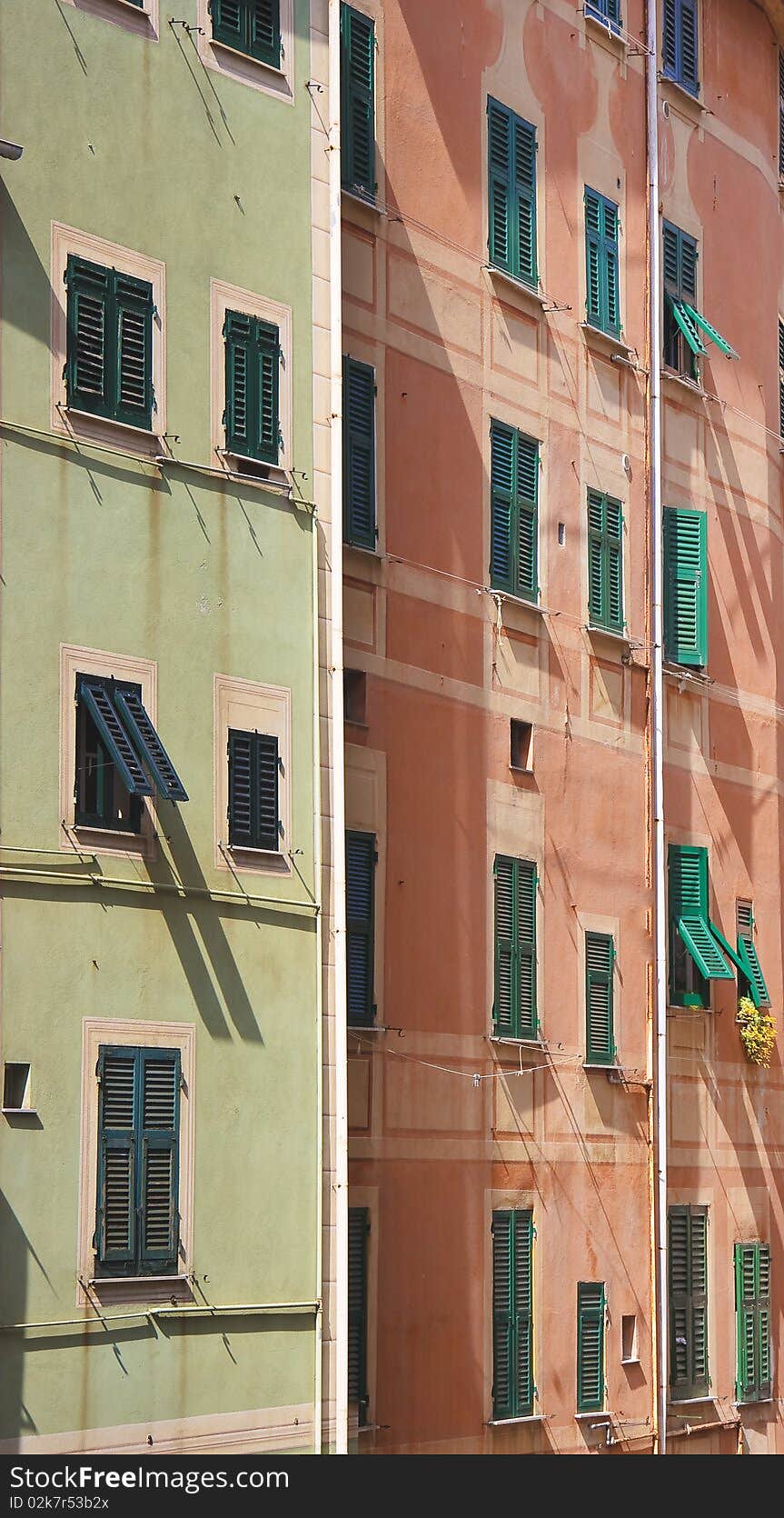 Coloured walls of an italian town