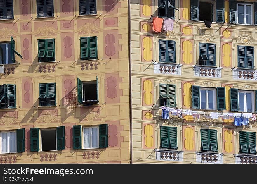 Coloured walls of an italian town