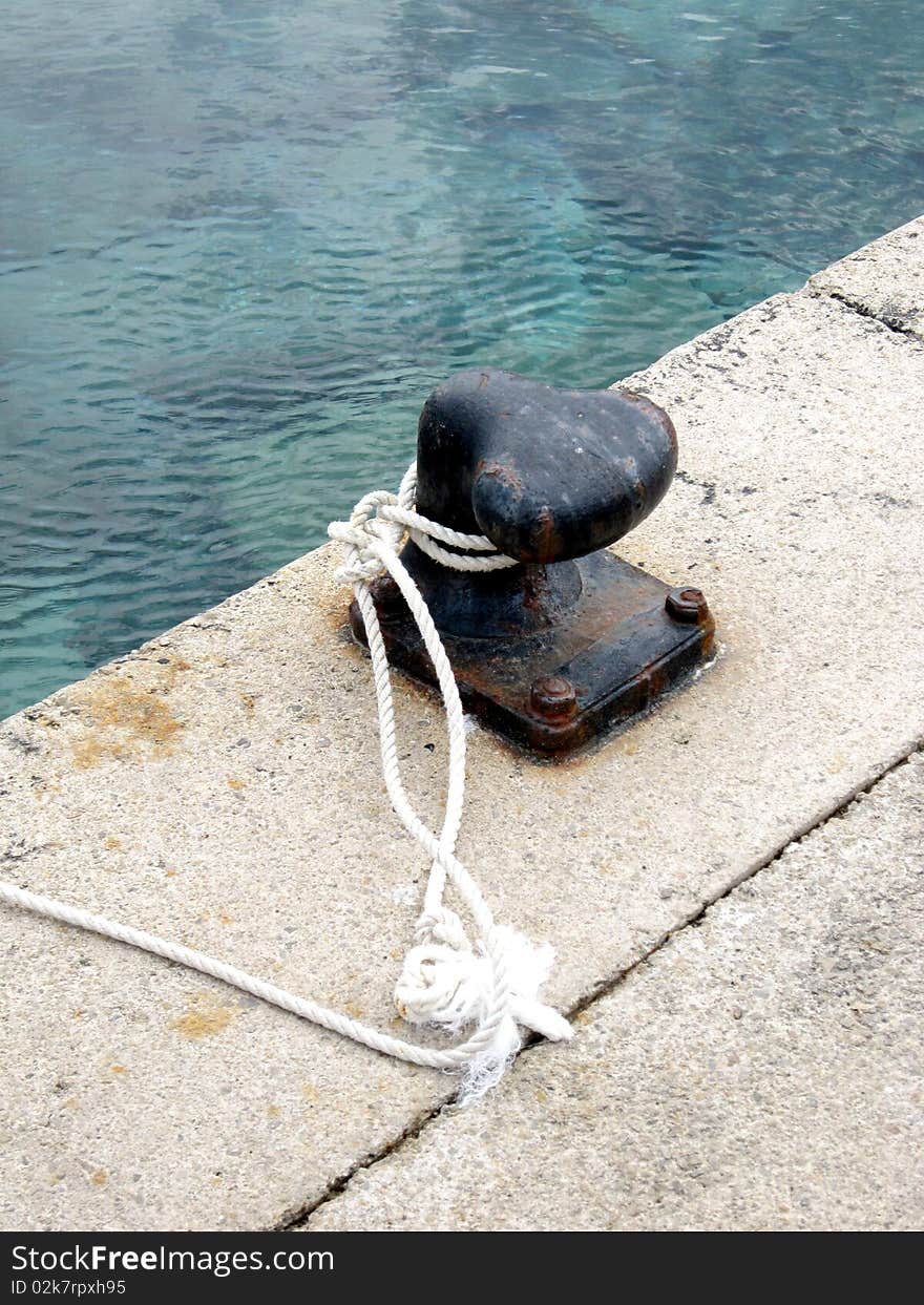 Mooring Rope on a Mediterranean port