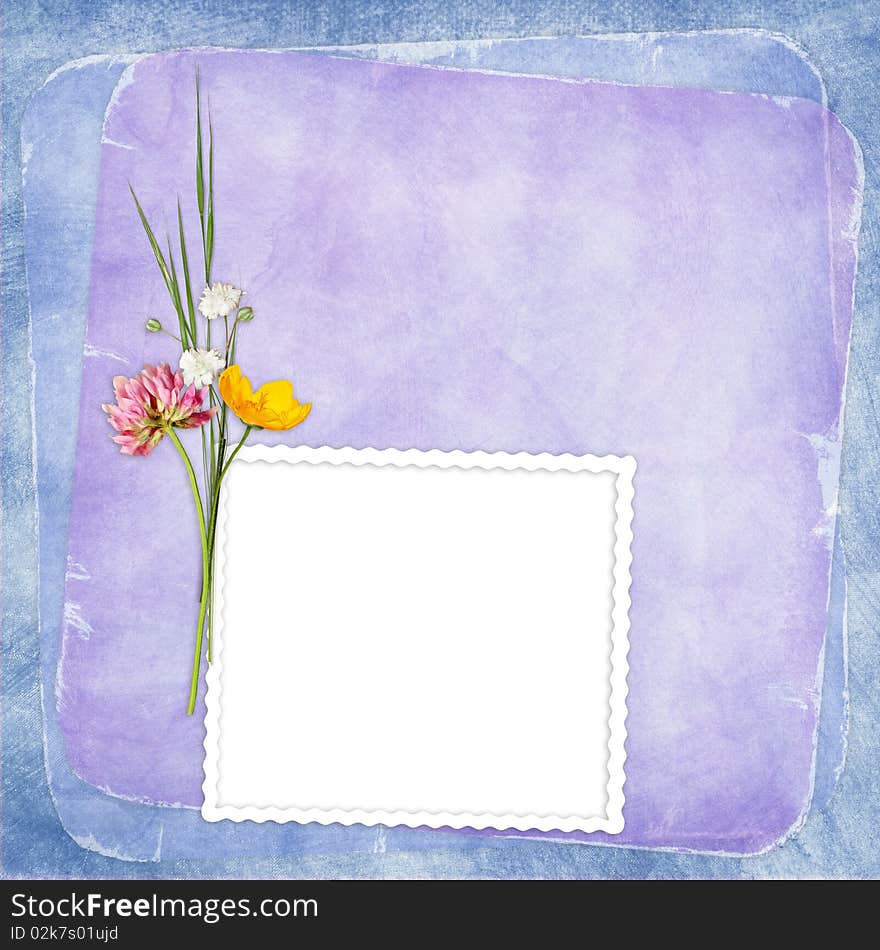 Card for the holiday  with flowers on the abstract background