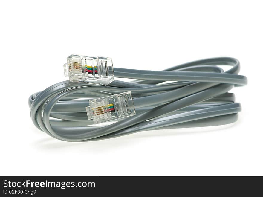 ISDN phone cable  isolated on the white background