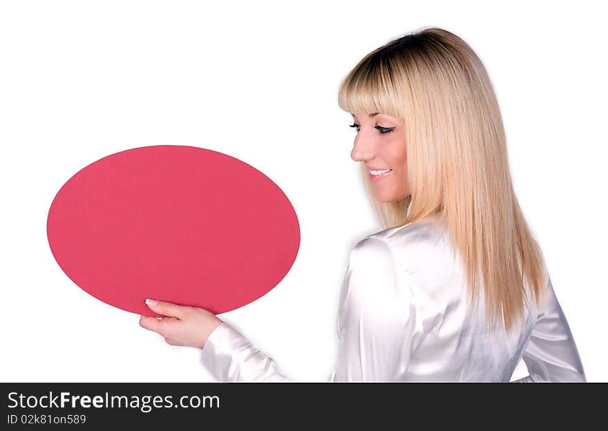 Portrait of a beautiful woman holding a blank billboard. Portrait of a beautiful woman holding a blank billboard