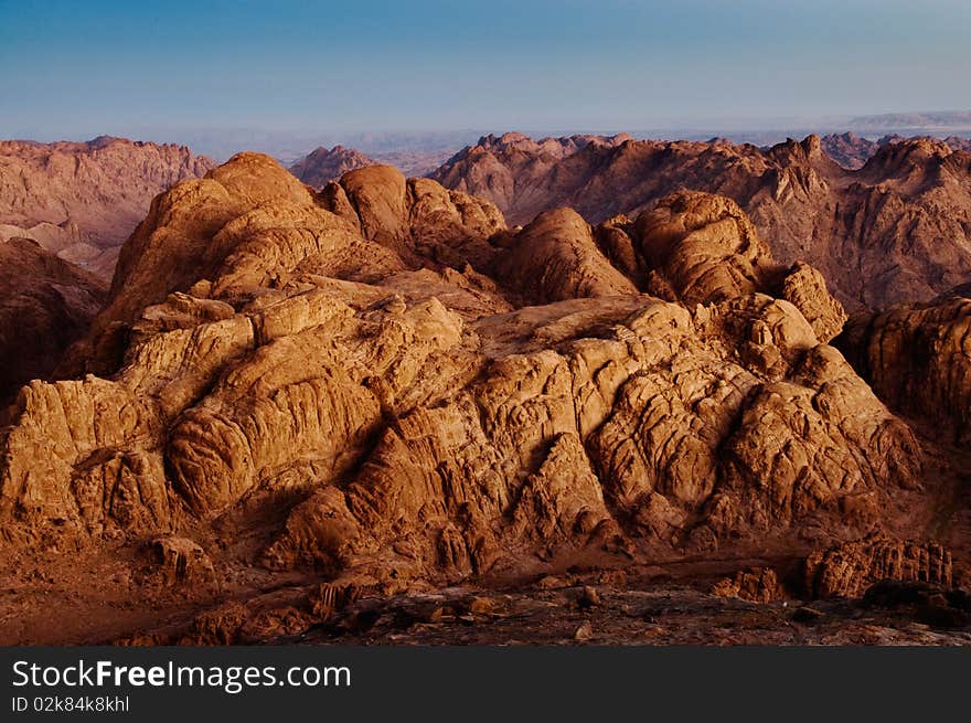 Sunrise near Sinai Mountain on sunraise. Sunrise near Sinai Mountain on sunraise