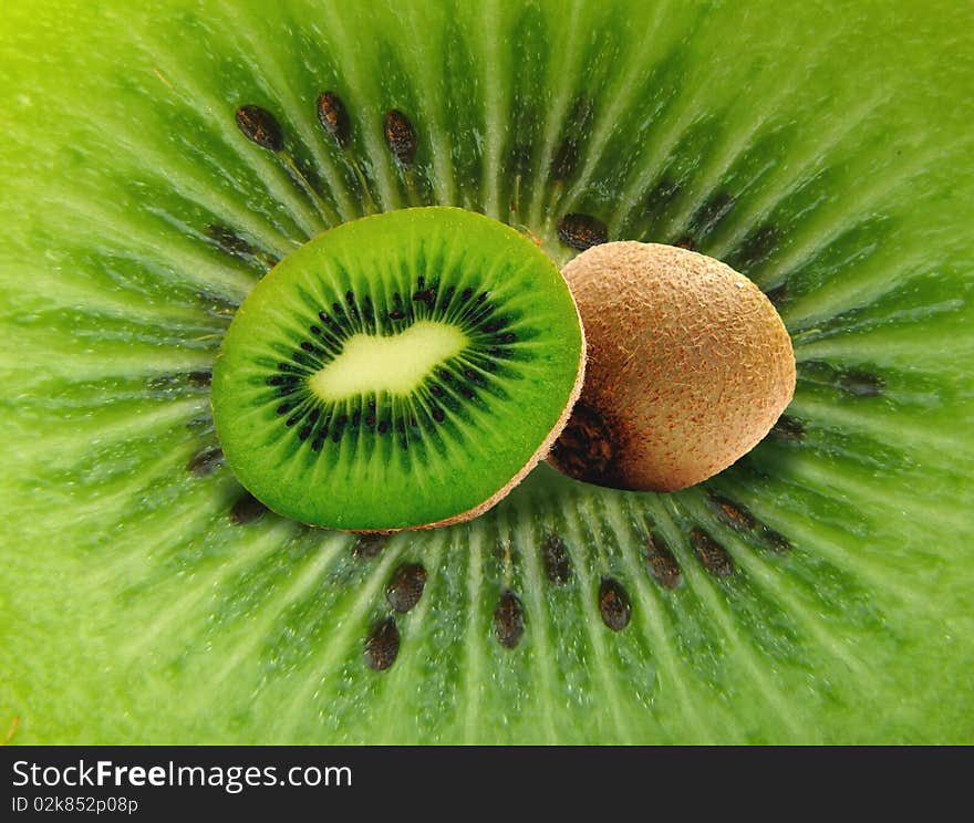 Food Kiwi Fruit slices close-up. Food Kiwi Fruit slices close-up