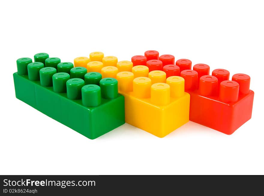 Stack of colourful building blocks isolated