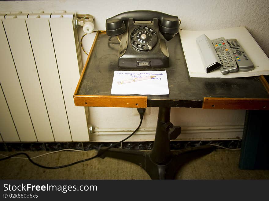 Old telephone in a house