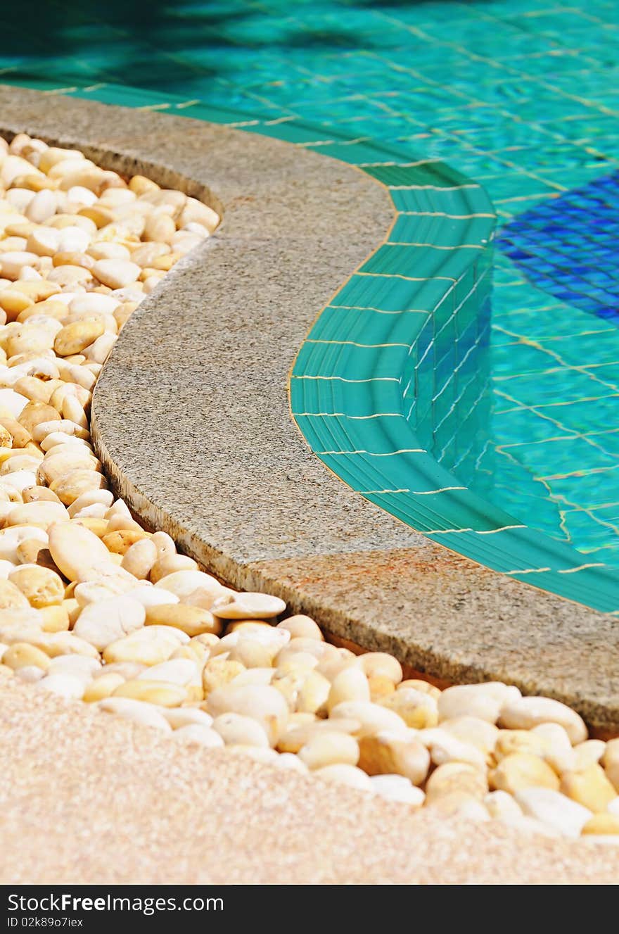 Curved side of a swimming pool