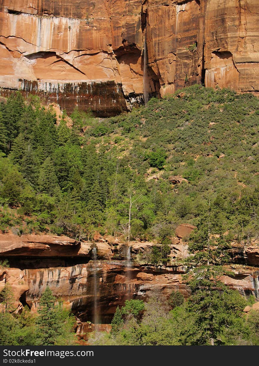 Emerald falls at zion national park Utah