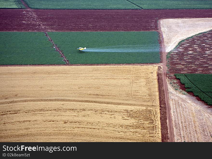 Aerial landscape with rural field