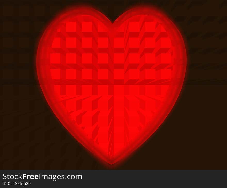 Red heart from squares