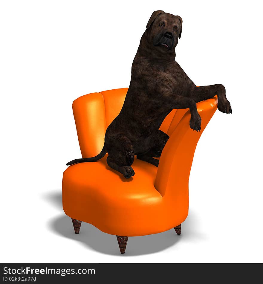 American Mastiff Dog. 3D rendering with clipping path and shadow over white