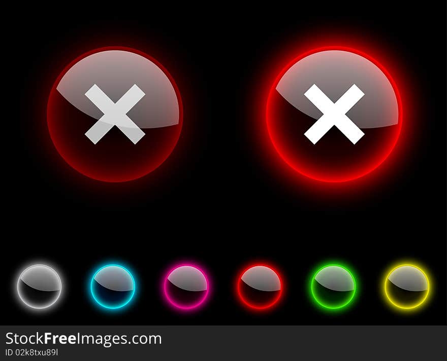 Abort realistic icons. Empty buttons included. Abort realistic icons. Empty buttons included.