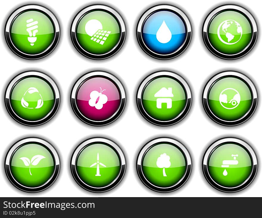 Ecology set of round glossy icons. Ecology set of round glossy icons.