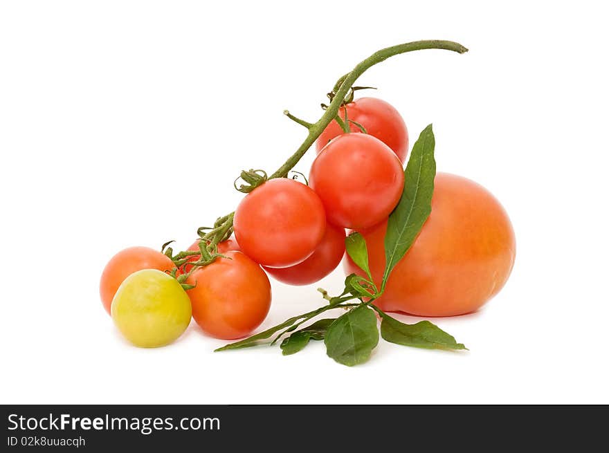 Fresh tomatoes isolated on white background