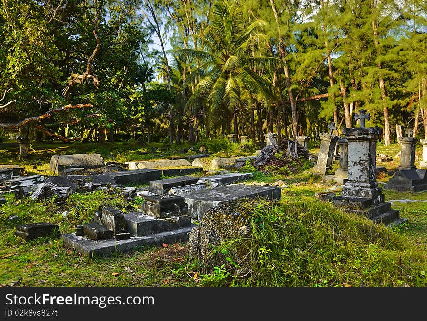 Old cemetery at Seychelles - travel background