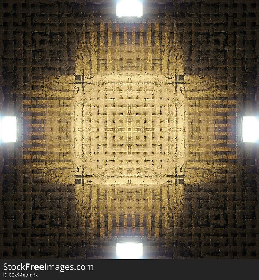 Old rough brick wall background texture with a spotlight shining on it. Old rough brick wall background texture with a spotlight shining on it