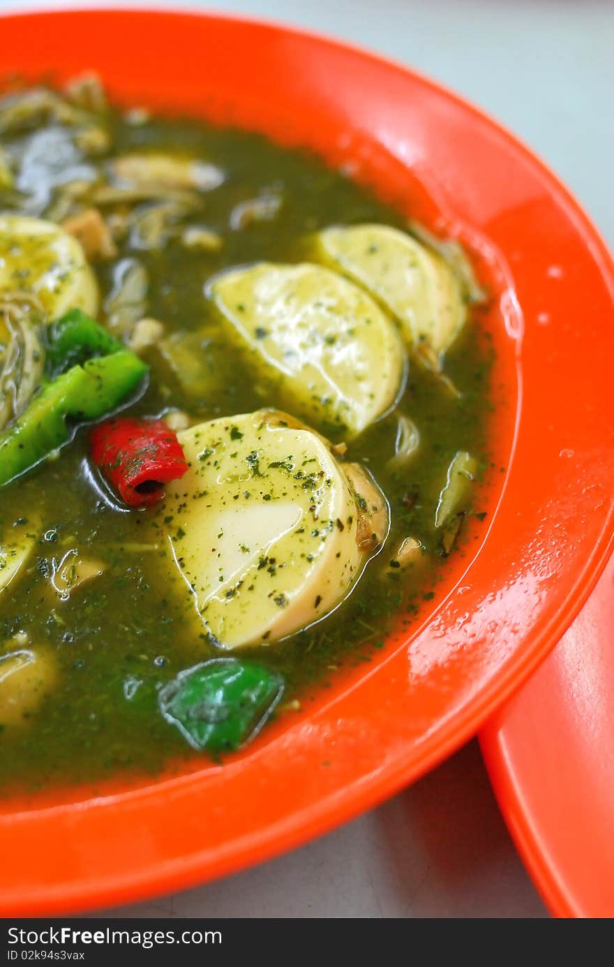 Chinese vegetarian bean curd cuisine in thick gravy sauce. Ingredients include vegetables and mushrooms. For food and beverage, healthy eating and lifestyle, and diet and nutrition. Chinese vegetarian bean curd cuisine in thick gravy sauce. Ingredients include vegetables and mushrooms. For food and beverage, healthy eating and lifestyle, and diet and nutrition.