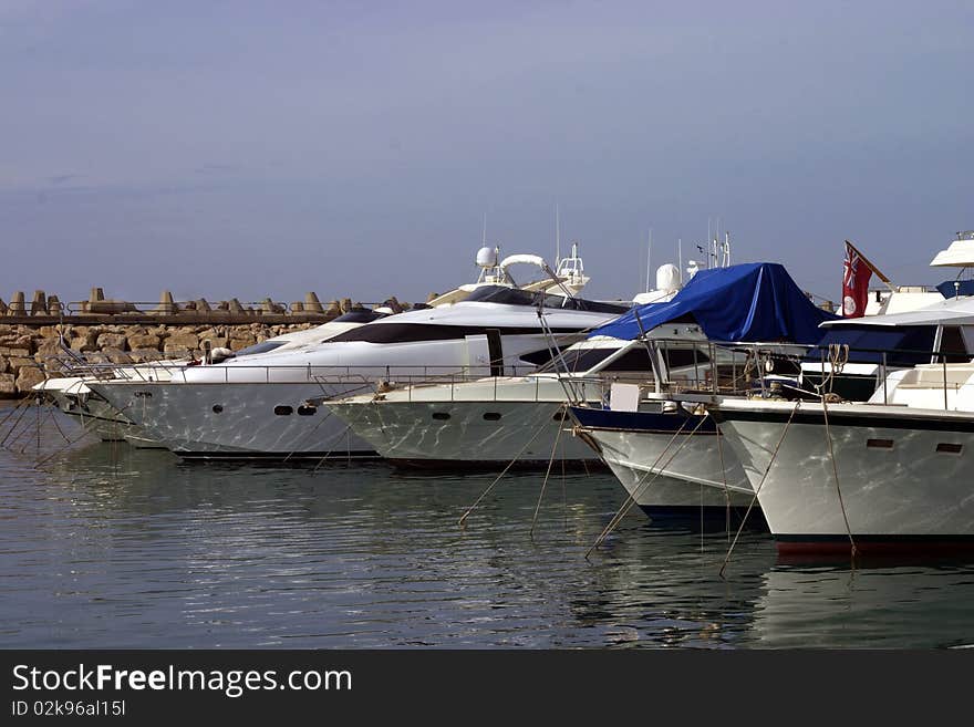 Boats in an harbor ,image was taken Tel Aviv