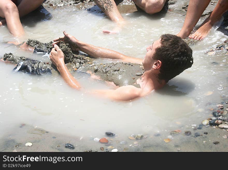 Dirty game on the beach.