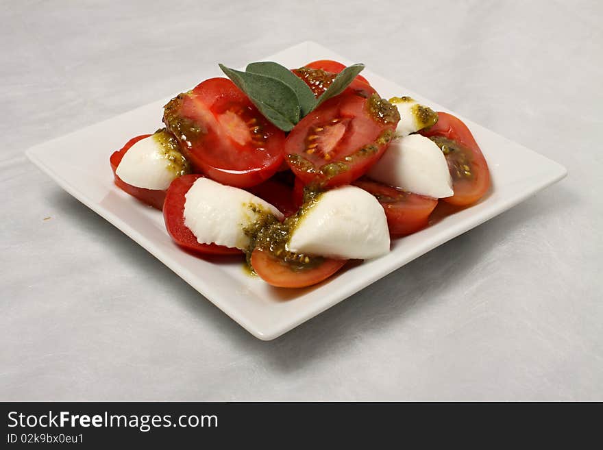 Fresh tomato salad with cheese