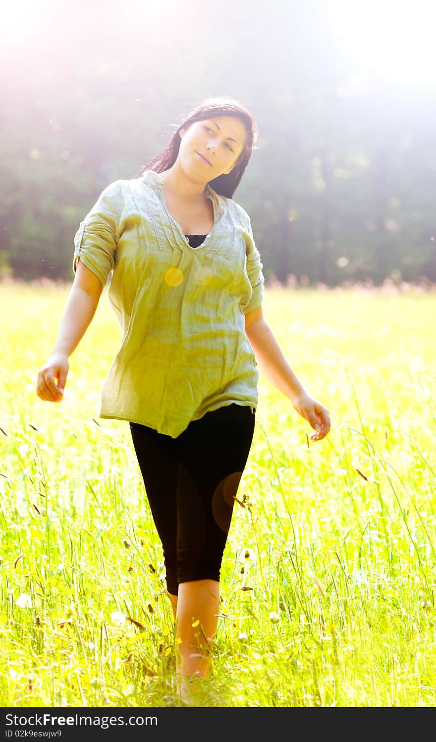 Relaxing female enjoying summer day. Relaxing female enjoying summer day