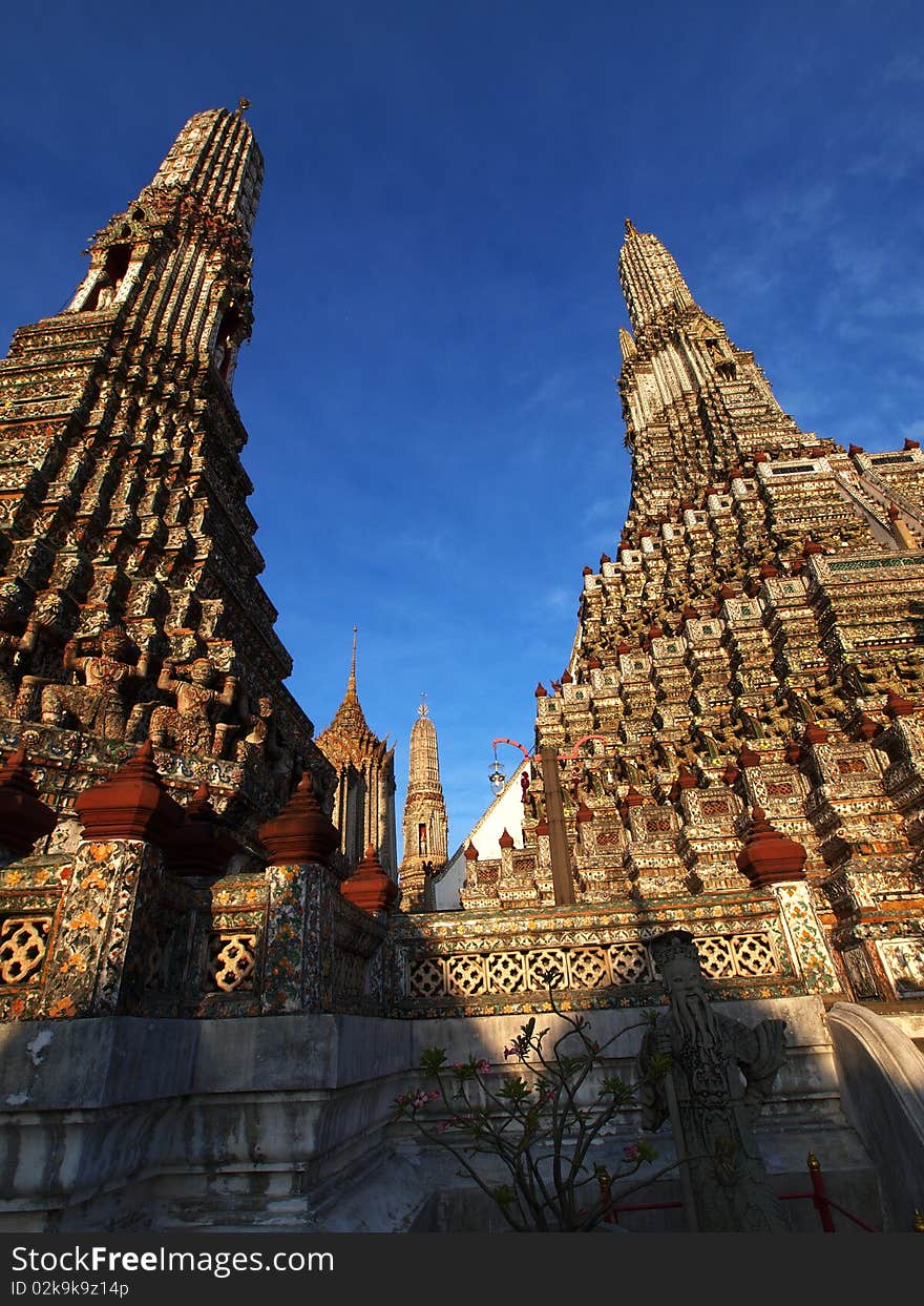 A Great Pagoda of Wat Arun aka the pagoda of the sunset temple in Bangkok, Thailand. A Great Pagoda of Wat Arun aka the pagoda of the sunset temple in Bangkok, Thailand