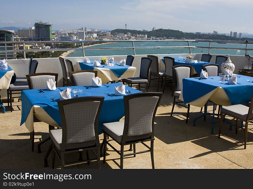 Table and chairs in restaurant