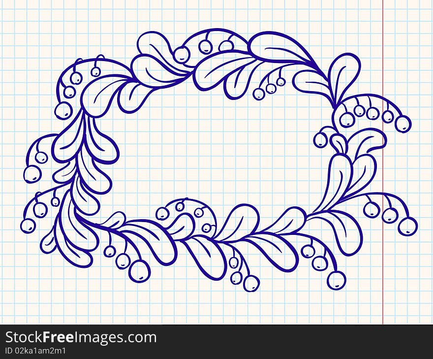 Blank doodle frame with berries