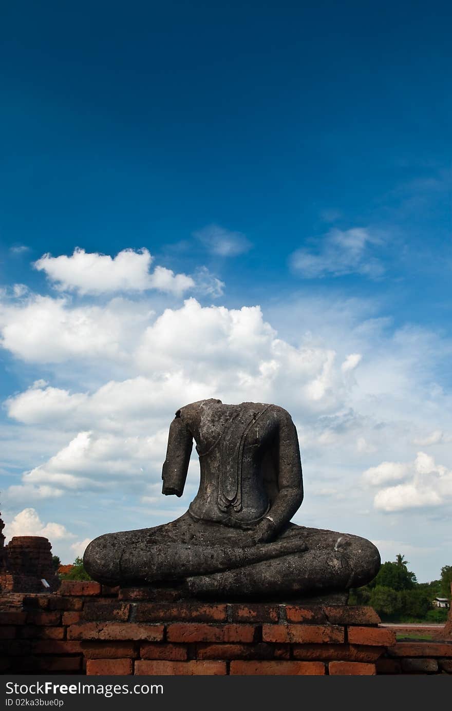 Ancient buddha in a damaged condition. Ancient buddha in a damaged condition