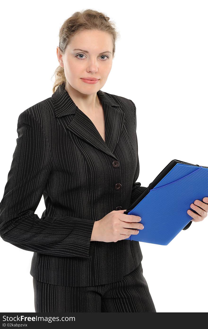 Young businesswoman holding a folder