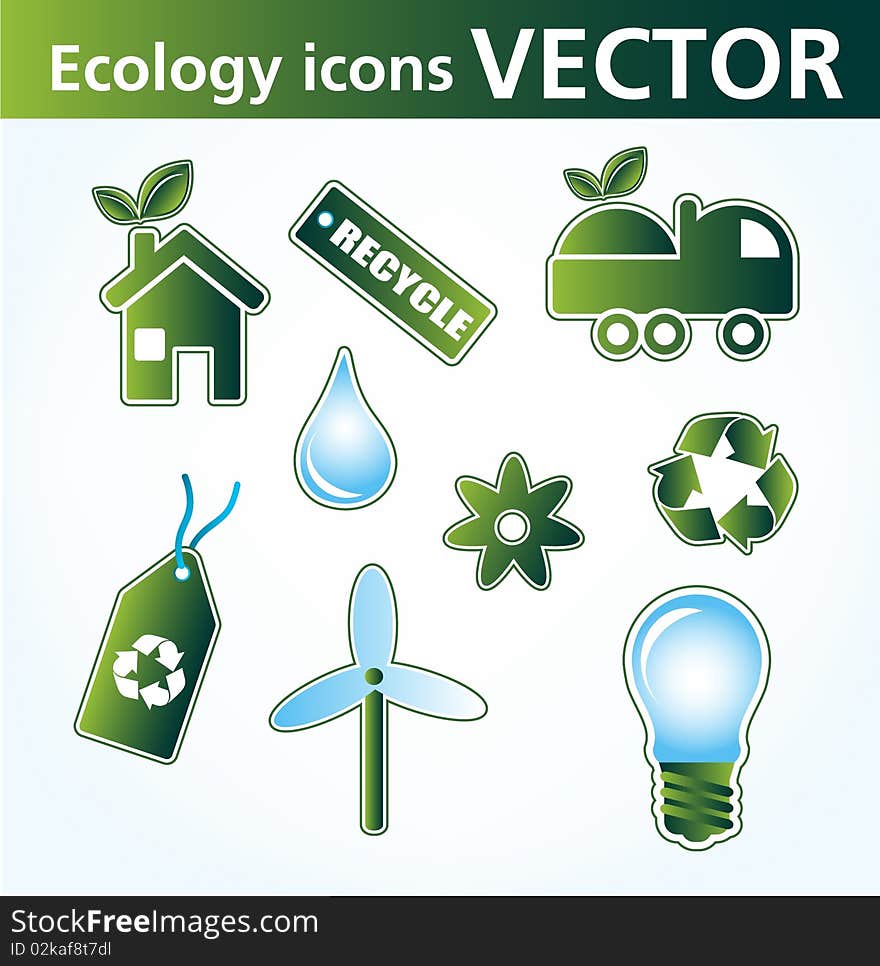 Set of ecology icons, vector