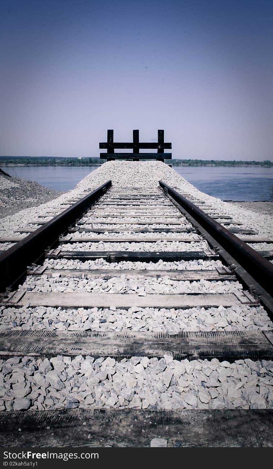 Deadlock on the railroad. but behind this barrier extends River