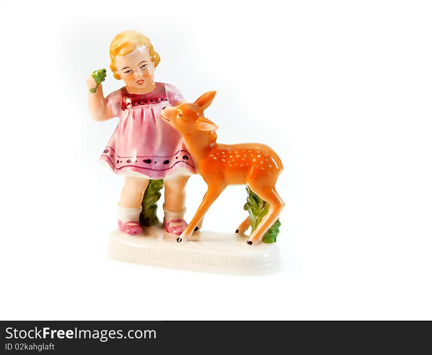 Statuette of girl with a deer