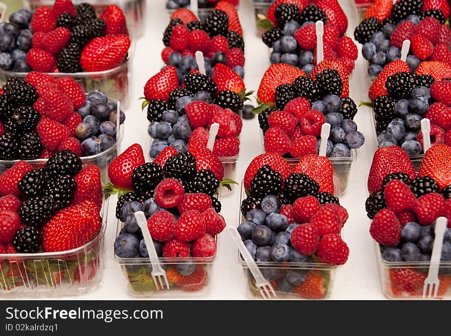 Strawberry and grapes still life