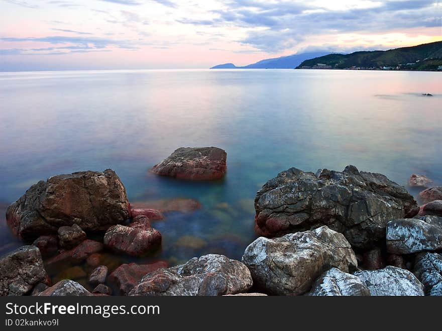 Sea coast at the dusk. Sea coast at the dusk