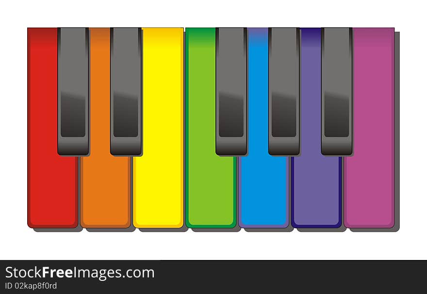 Colourful piano keys.