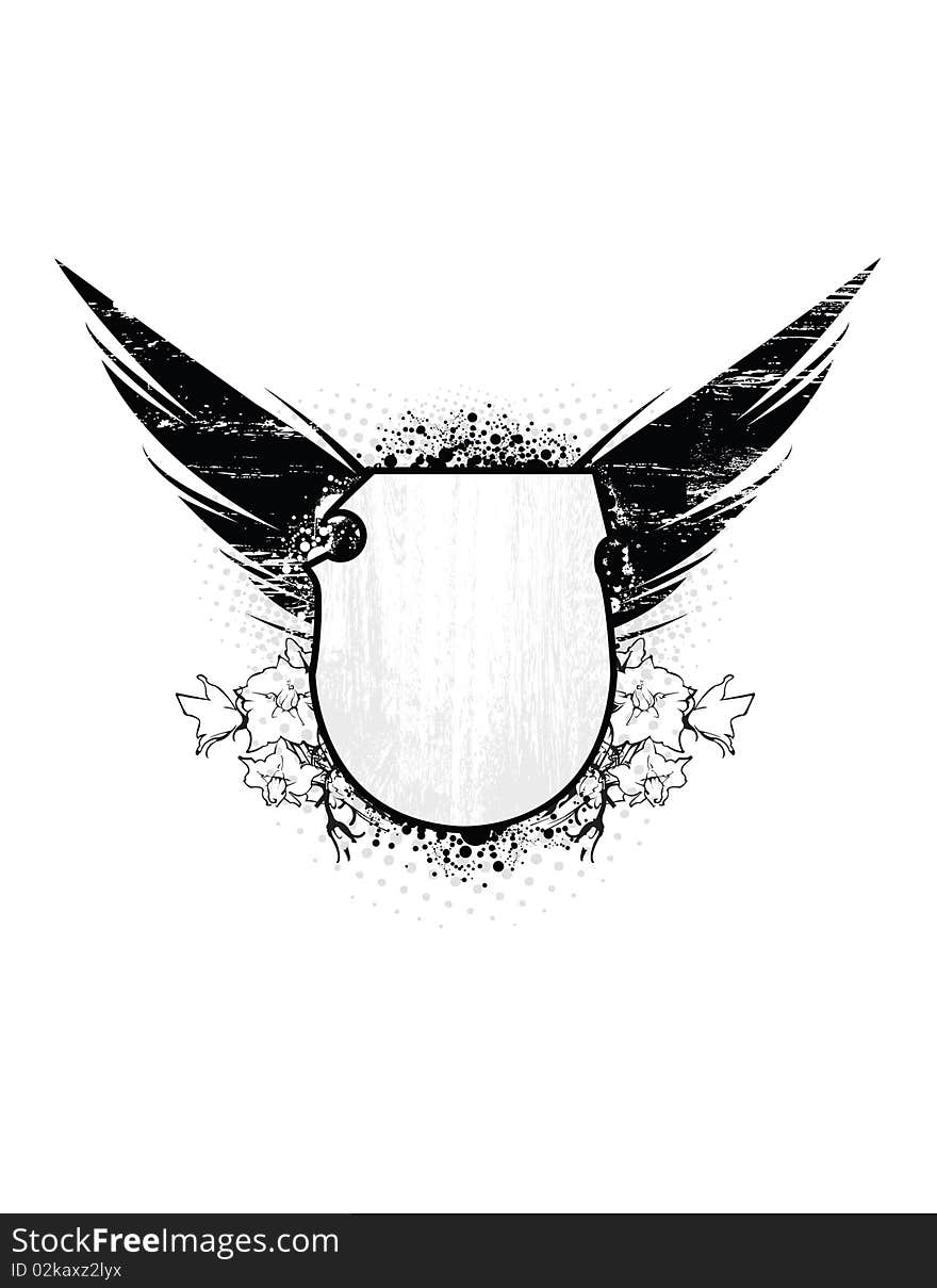 Grunge Shield with wings and text area. All elements separated. Grunge Shield with wings and text area. All elements separated.