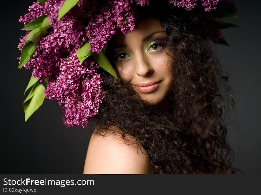 Girl in lilac garland