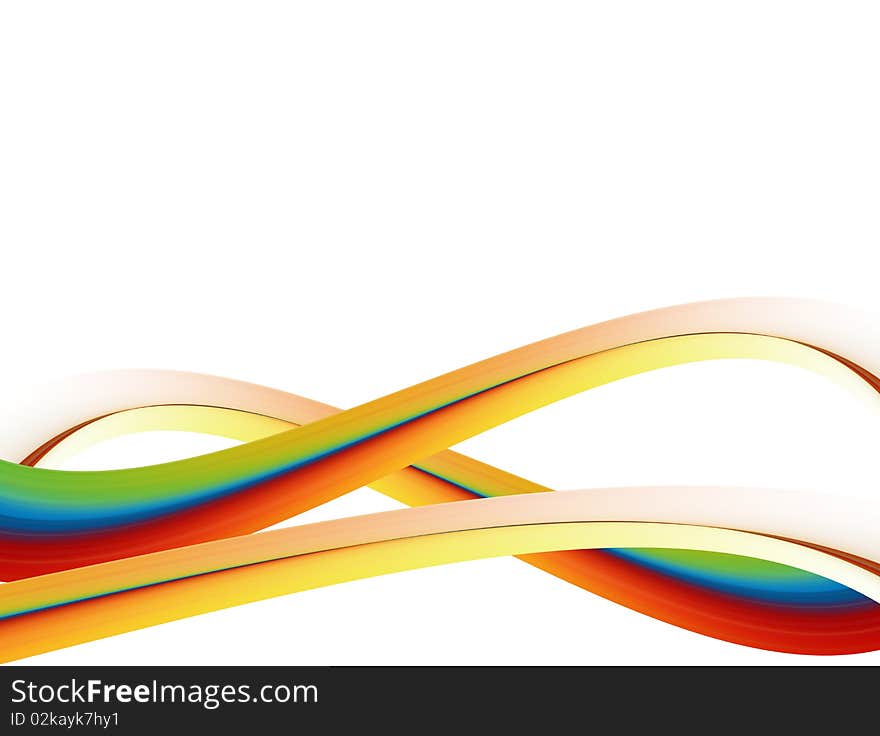 Orange, green and red waves over white background. Orange, green and red waves over white background