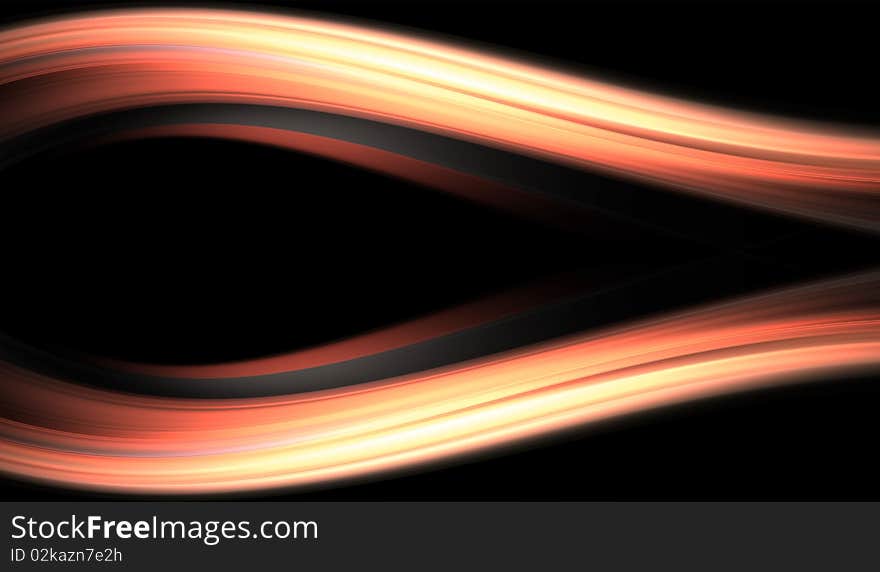 Two fire waves over black background, Abstract illustration