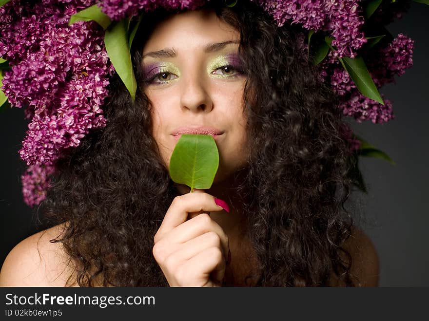 Girl in lilac garland