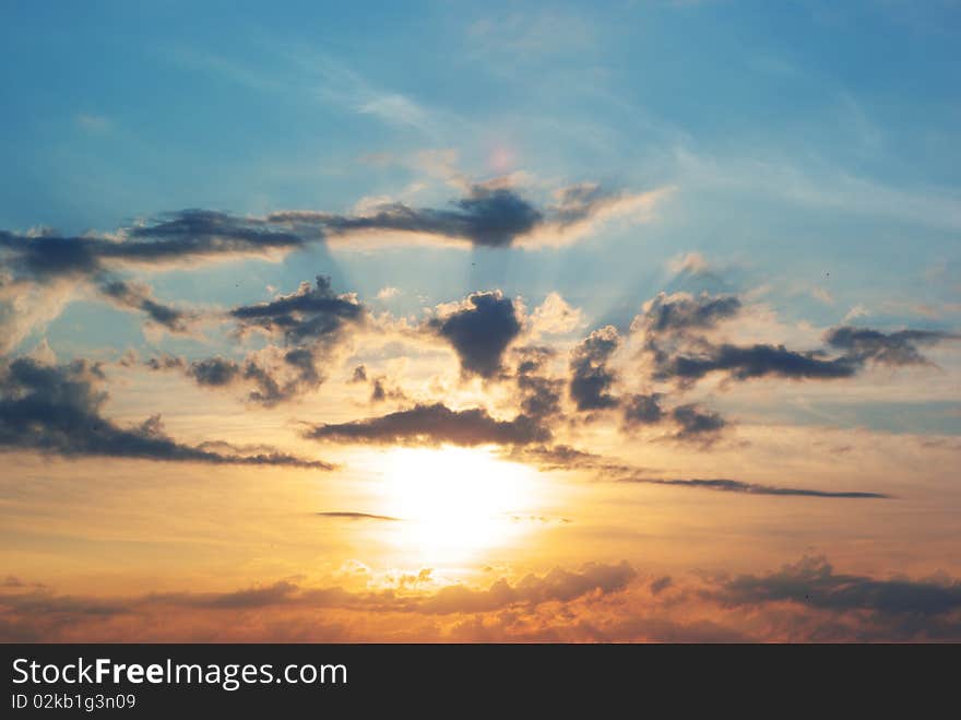 Sky in sundown. Nature composition.