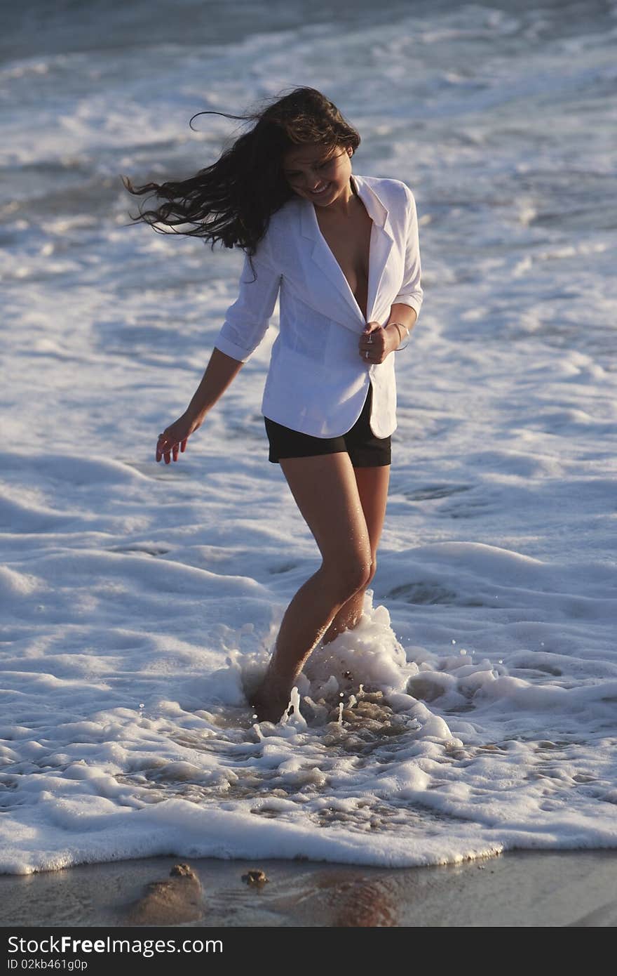 Beautiful female woman - Lifestyle near the pier at Santa Monica, California. Beautiful female woman - Lifestyle near the pier at Santa Monica, California