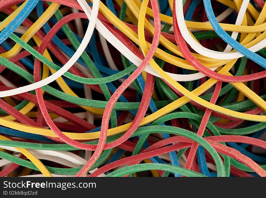 A colorful rubber bands as a background, close-up