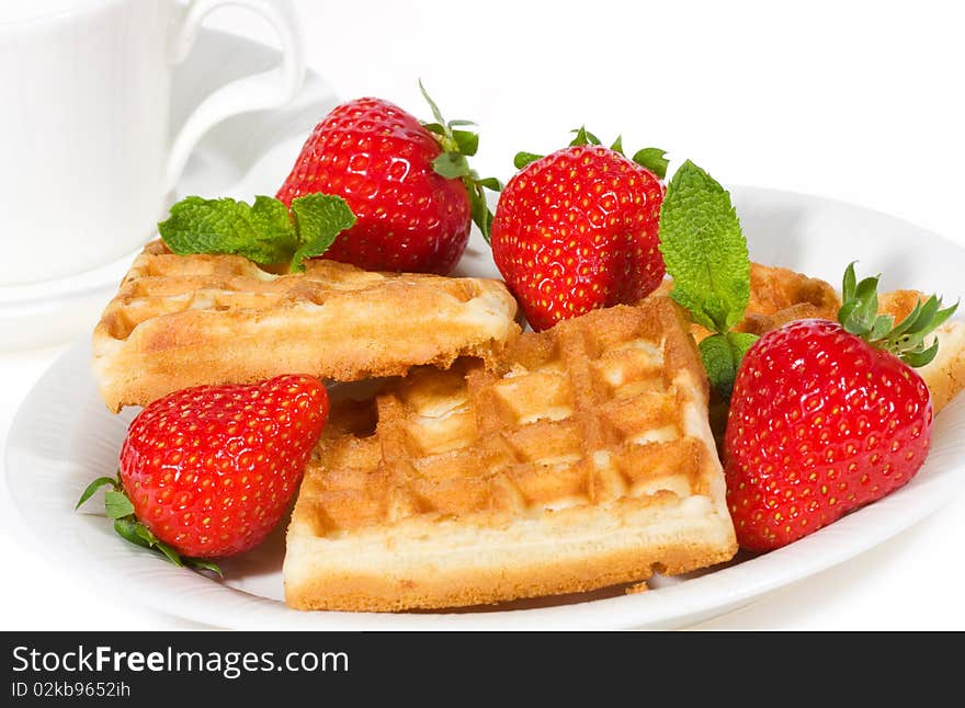 Waffles with strawberries