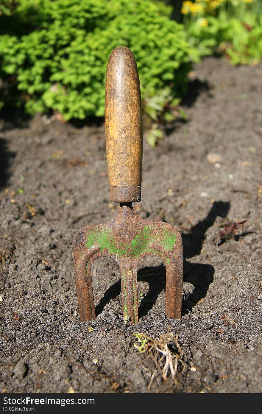 Garden fork to the ground