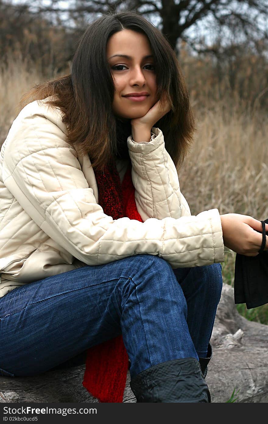 Smiling brunette teenage girl