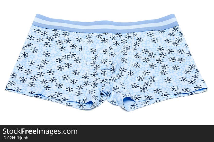 Male undershorts with pattern in the manner of snowflake on white background